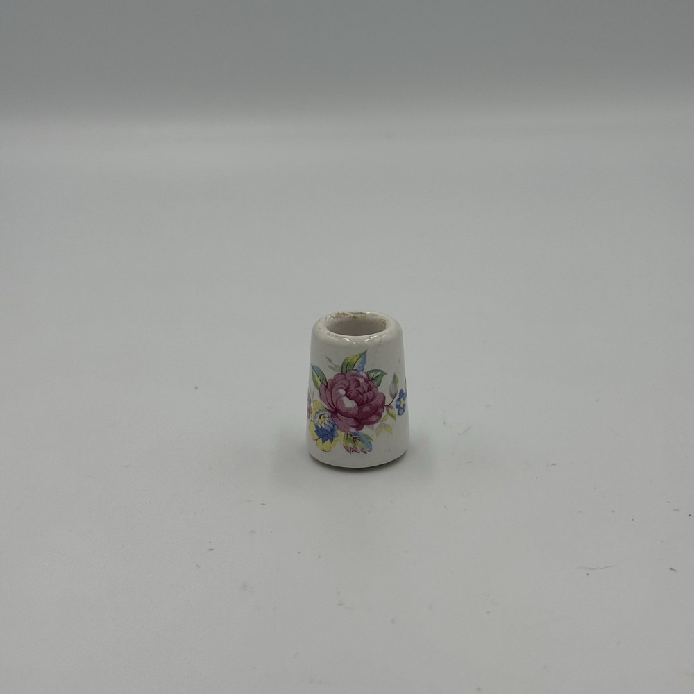White Ceramic Thimble Size Vase Floral